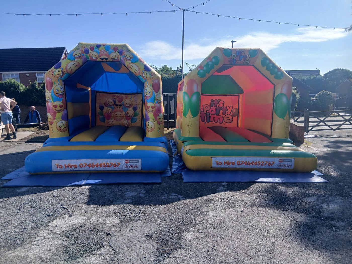 Fun day setup with bouncy castles