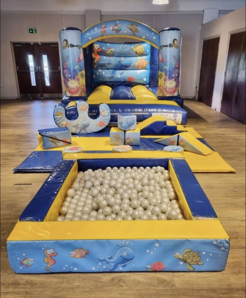 Castle and soft play package with ball pit, sea theme